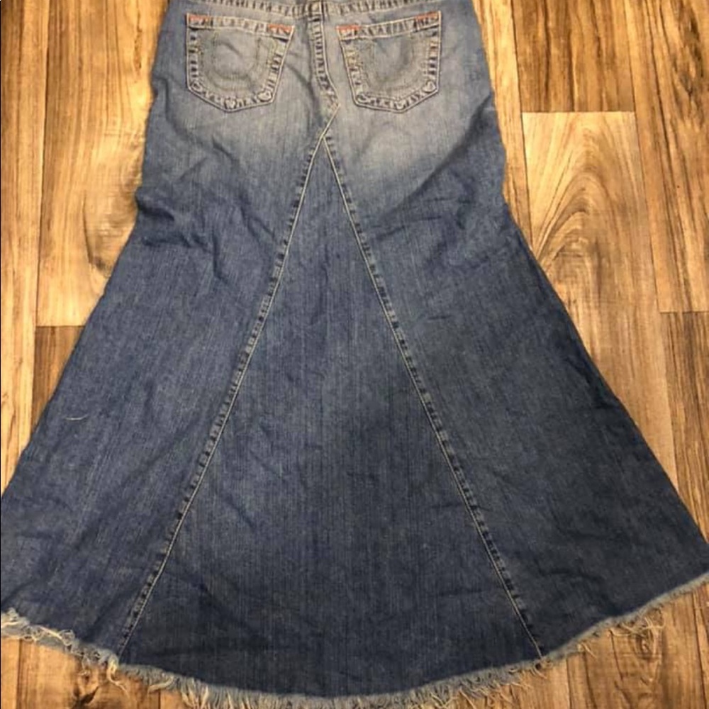 True religion blue jean skirt